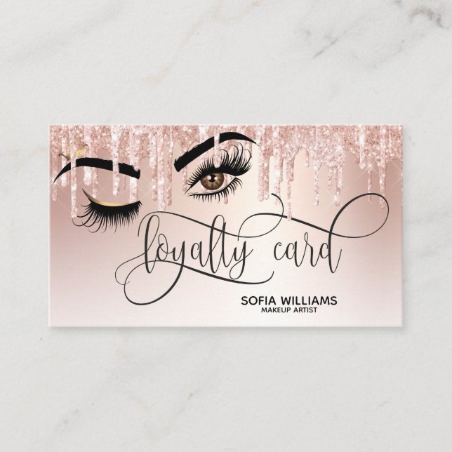 Wink Beautiful Brown Eye with Gold Crown Loyalty Referral Card (Front)