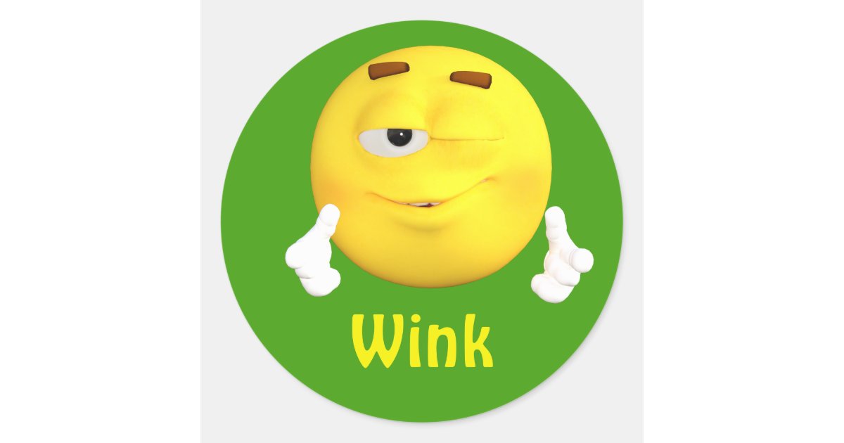 Wink Emoji Emoticon Cartoon Face Classic Round Sticker | Zazzle.com.au