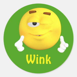 Wink Emoji Emoticon Cartoon Face Classic Round Sticker