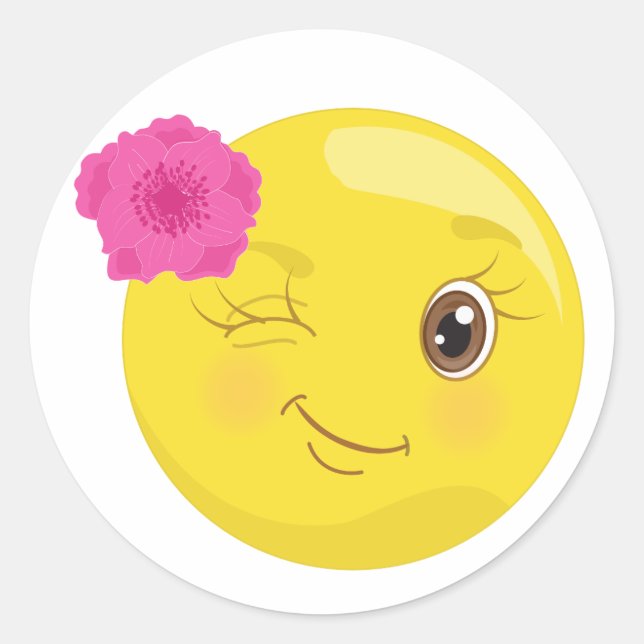 Wink Emoji With Flower Stickers (Front)