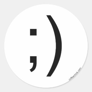 Wink emoticon classic round sticker