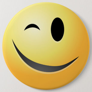 WINK FACE 6 CM ROUND BADGE