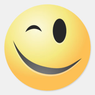 WINK FACE CLASSIC ROUND STICKER