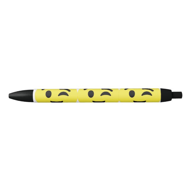 Wink Face Emoji  Black Ink Pen (Front)