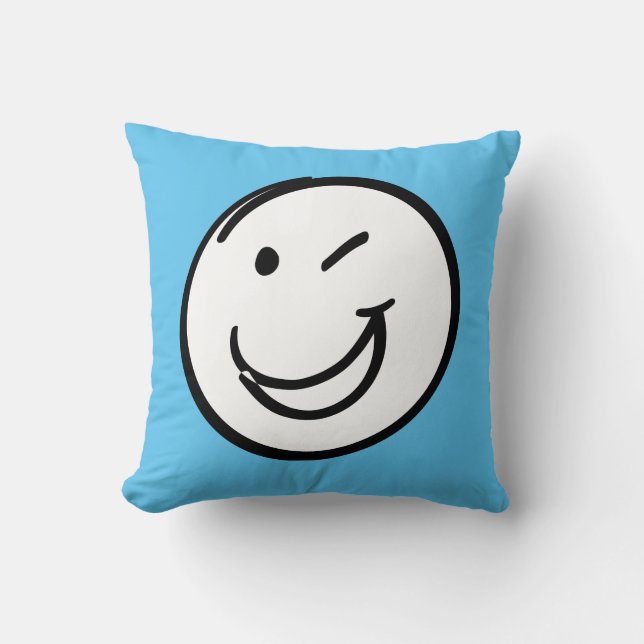 Wink Face Pillow For Teens. (Front)
