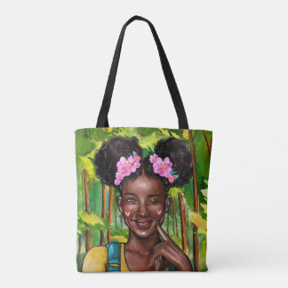 Winking Afro Girl Tote Bag