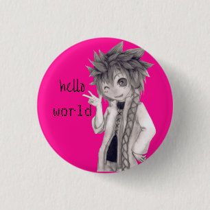 Winking Anime Guy, Original Drawing 3 Cm Round Badge