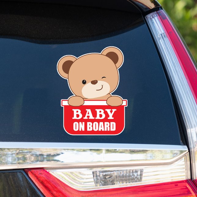 Winking Baby Bear Baby On Board Car Sticker (Creator Uploaded)