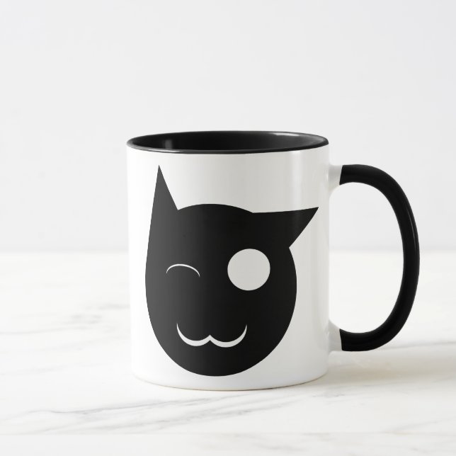 Winking Black Cat Cup (Right)