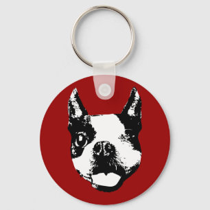 Winking Boston Terrier Key Ring