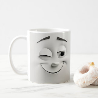 Winking Cartoon Face 3D Mug
