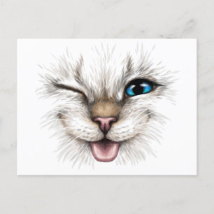 Winking Cat Postcard