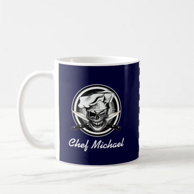 Winking Chef Skull Coffee Mug (Left)
