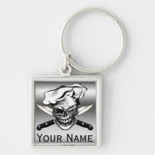 Winking Chef Skull Key Ring