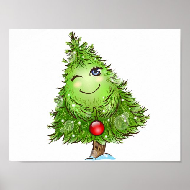 Winking Christmas Tree Poster (Front)