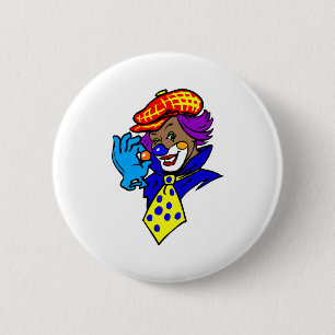 Winking Clown with Marble 6 Cm Round Badge