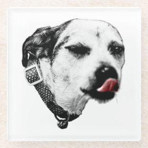 Winking Dog Coaster – Red Tongue Detail