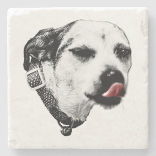 Winking Dog Coaster – Red Tongue Detail