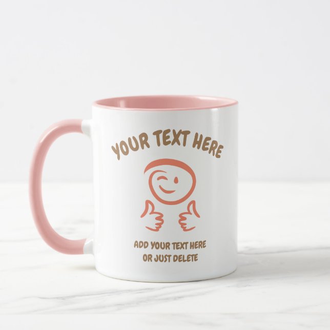 Winking Emoji Face Two Thumbs Up. Doodle. Template Mug (Left)