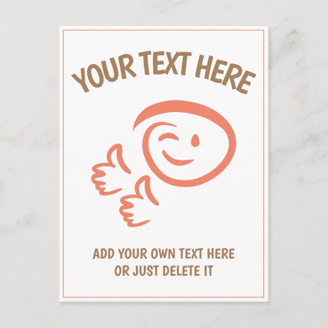 Winking Emoji Face Two Thumbs Up. Doodle. Template Postcard (Front)