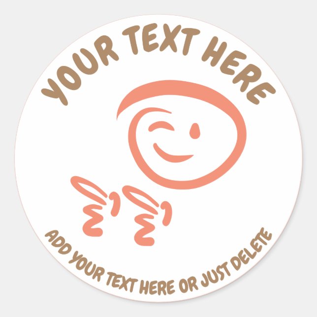 Winking Emoji Face with Fingerguns Doodle Template Classic Round Sticker (Front)