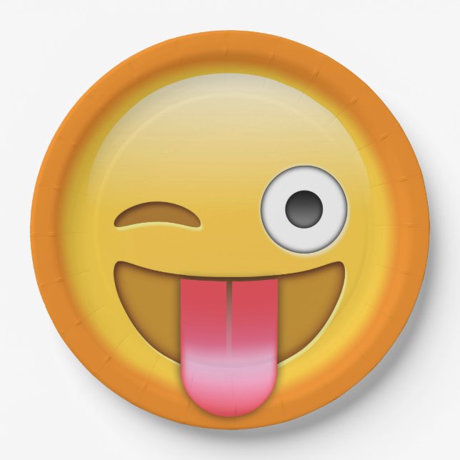 Winking emoji paper plate (Front)