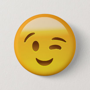 Winking Face Emoij 6 Cm Round Badge
