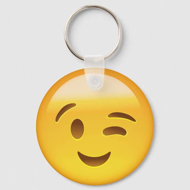 Winking Face Emoij Key Ring (Front)