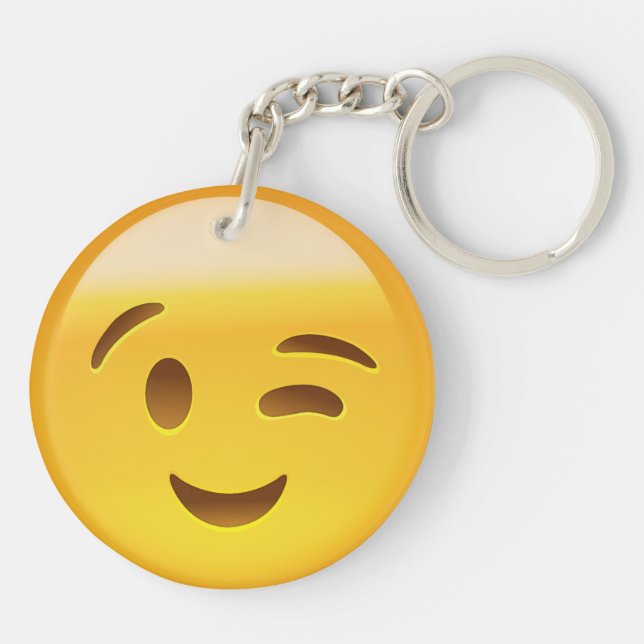 Winking Face Emoij Key Ring (Back)