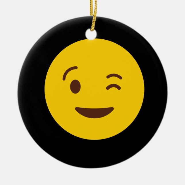 Winking Face Emoji TShirt Ceramic Ornament (Front)