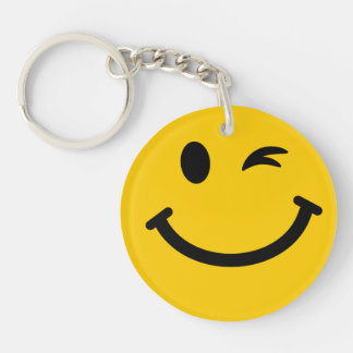Winking face key ring