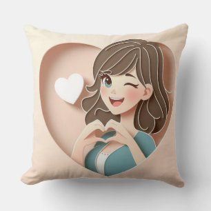 Winking Girl's Magic of Love Cushion