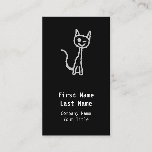 Winking Grey Cat. Business Card (Front)