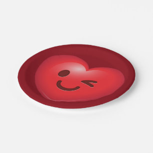 WInking Heart Emoji Paper Plate