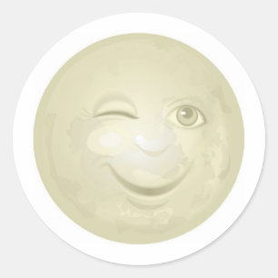 Winking Honeymoon Face Classic Round Sticker