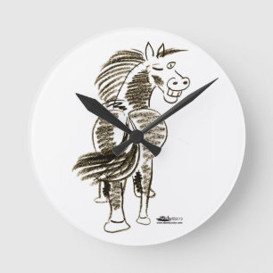 Winking Horse Good Luck! Round Clock