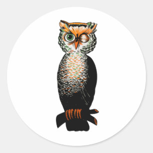 Winking Owl Classic Round Sticker