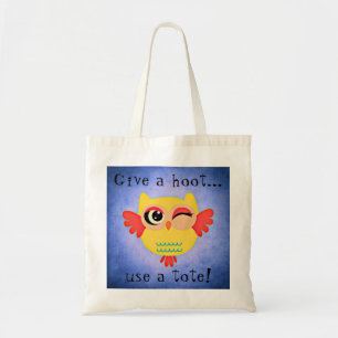 Winking Owl Cute Give a Hoot Tote Bag