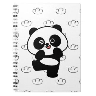 Winking Panda Cloud Pattern Kawaii Art Notebook