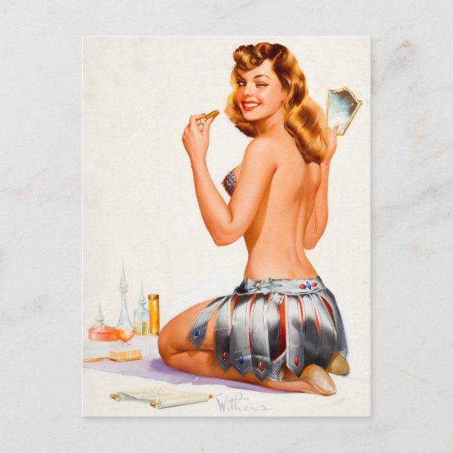 Winking Pin Up Postcard (Front)