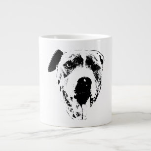 Winking Pitbull Mix, Close-Up Ink Smile Large Coffee Mug