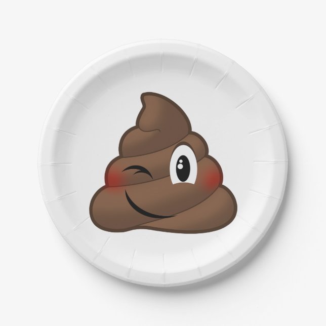 Winking Poop Emoji Paper Plate (Front)