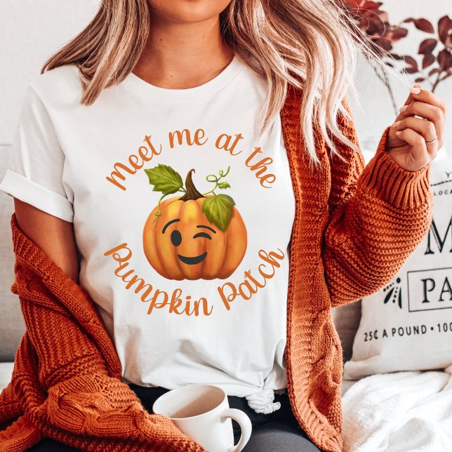 Winking Pumpkin Meet Me At The Pumpkin Patch  T-Shirt (Winking Pumpkin Meet Me At The Pumpkin Patch T-Shirt)