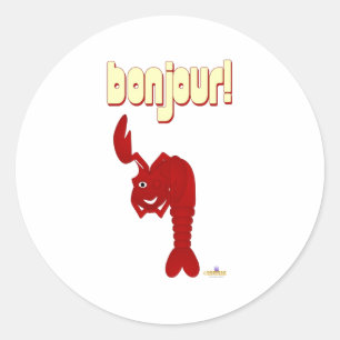 Winking Red Lobster Bonjour Classic Round Sticker