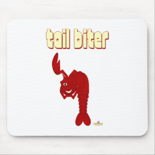 Winking Red Lobster Tail Biter Mouse Pad