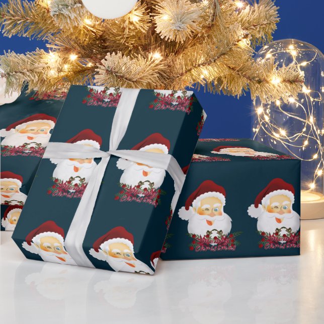Winking Santa Christmas Wrapping Paper (Holidays)