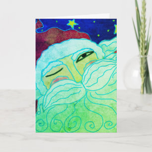 Winking Santa Claus Abstract Art Card