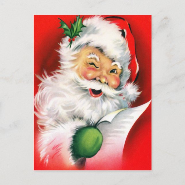 Winking Santa Holiday Postcard (Front)