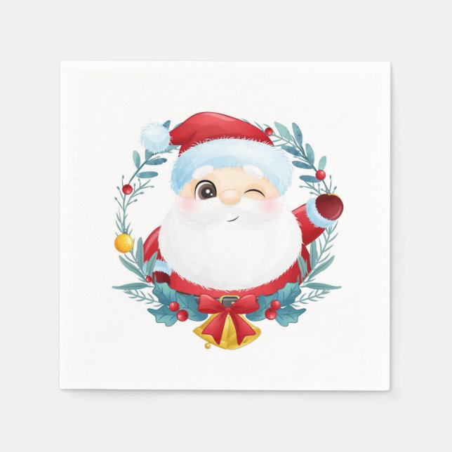 Winking Santa  Napkin (Front)