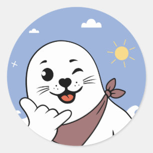 Winking Seal Wearing a Bandanna Throwing Shaka Sig